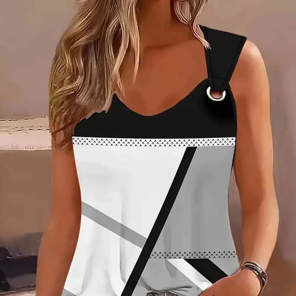 Elegant Women's Black and White Tank Top